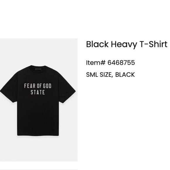 NWT FEAR OF GOD ESSENTIALS BLACK HEAVY T-SHIRT - Picture 2 of 8